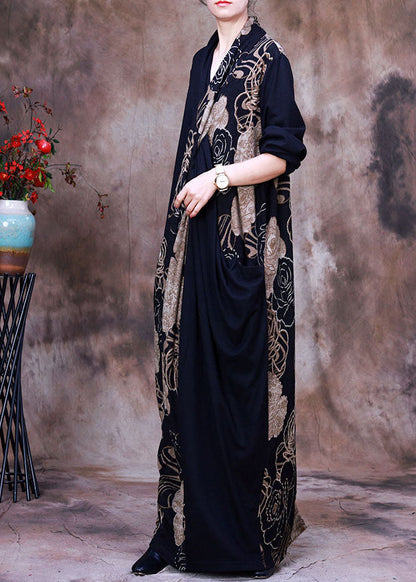 Vogue Colorblock Asymmetrische Print Chiffon langes Kleid Frühling