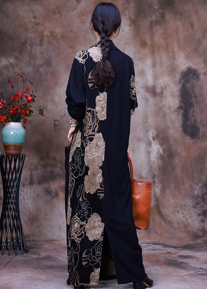 Vogue Colorblock Asymmetrische Print Chiffon langes Kleid Frühling