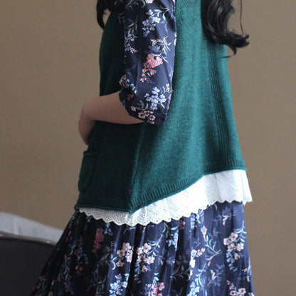 Warme schwärzlich grün stricken pullover plus größe kleidung gestrickte tops Neue Weste