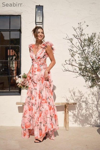 Beautiful floral silk composite dress