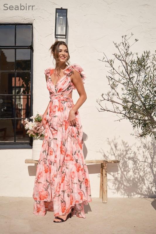 Beautiful floral silk composite dress