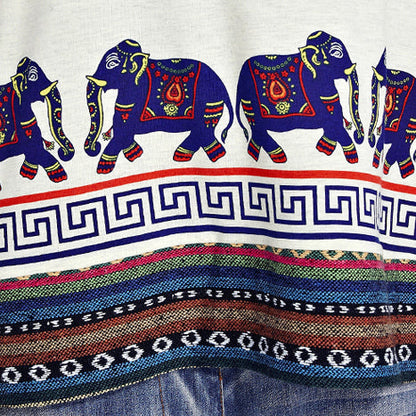 weißer lässiger Baumwollpullover mit Tiermuster in Übergröße, kurzärmeliges T-Shirt