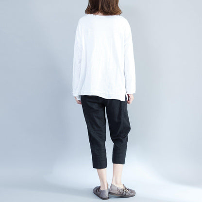 weiße modische Baumwolltops Oversize Langarmbluse
