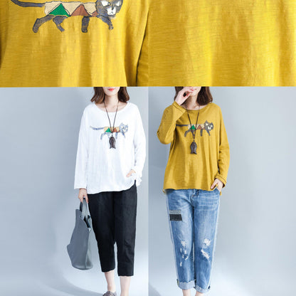 weiße modische Baumwolltops Oversize Langarmbluse