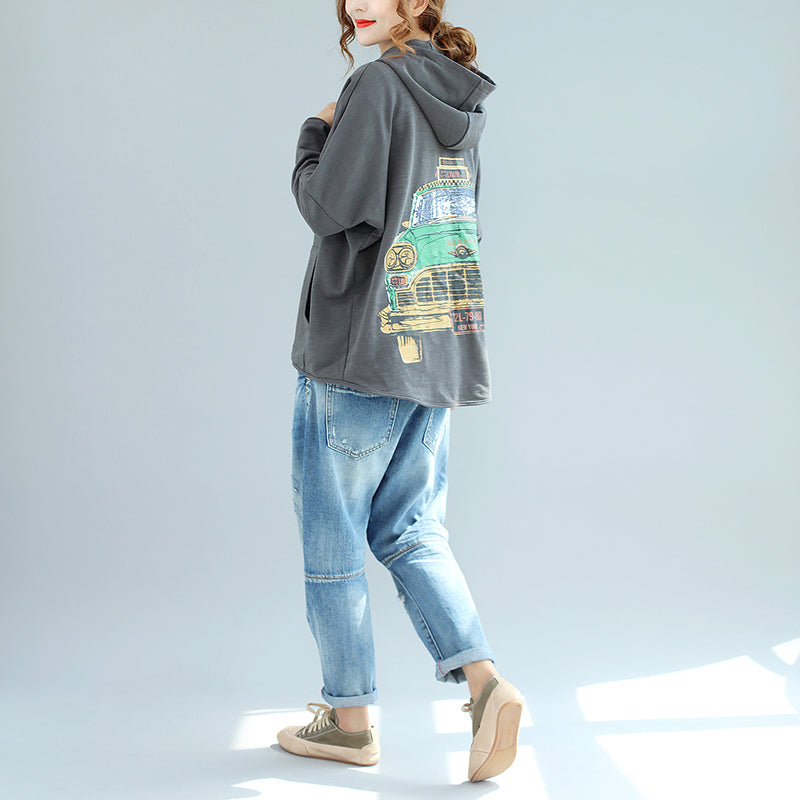 Winter neue graue Reißverschluss Baumwollmäntel mit Kapuze plus Größe beiläufige kurze