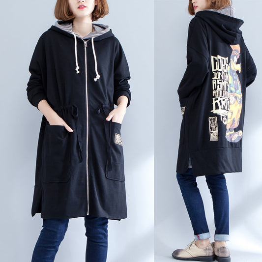 Winterdrucke Baumwoll-Sport-Cardigans Übergröße Casual Side Open Coat