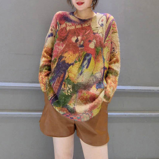 Winter Vintage Wollstricktops Oversize Casual Damen Wild Gemütlich Pullover