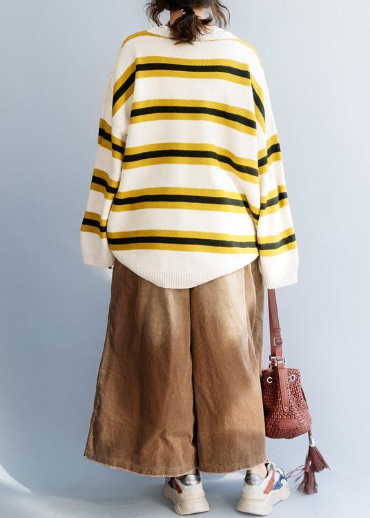 winter yellow knit tops trendy plus size o neck box top - SooLinen