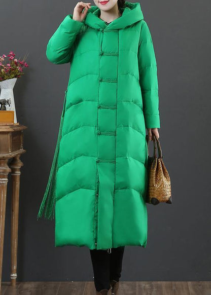 women Loose fitting snow jackets winter outwear black hooded zippered duck down coat - SooLinen