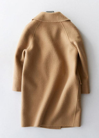 women Loose fitting winter jackets big pockets women coats beige wool coat - SooLinen