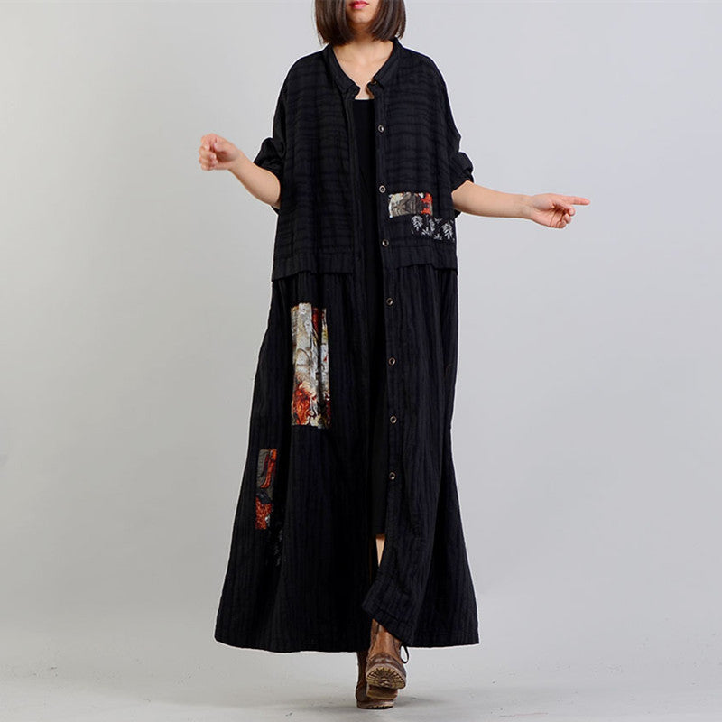 Frauen schwarz Mantel oversize stehkragen baggy Winter mantel Mode patchwork jacken