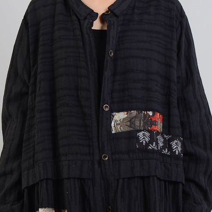 Frauen schwarz Mantel oversize stehkragen baggy Winter mantel Mode patchwork jacken