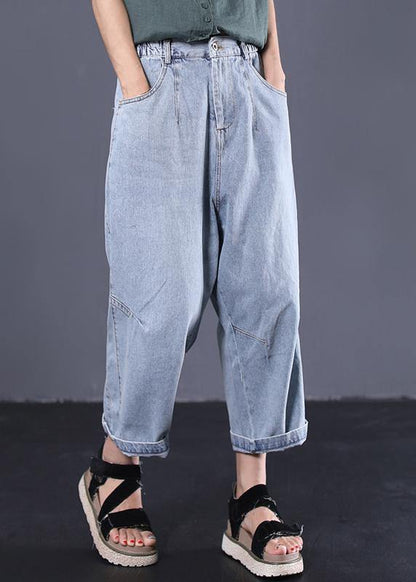 women casual cotton pants plus size vintage jeans - SooLinen