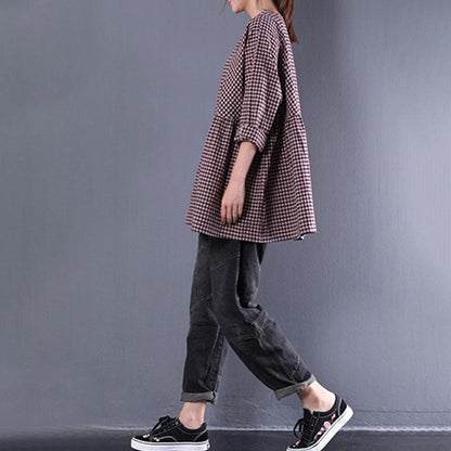 Damen Bluse aus Baumwollmischung in Übergröße, lässig, Rundhalsausschnitt, lange Ärmel, Frühling, lockeres Hemd