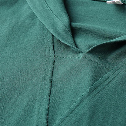 Damen Baumwollbluse übergroß Casual Kapuzen Kurzarm Pullover Baumwolle Grün Tops