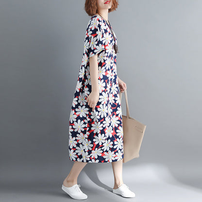 Damen-Blumen-Chiffon-Kleider, übergroßes Chiffon-Maxikleid mit O-Ausschnitt, Boutique-Baggy-Kleider, Kaftane