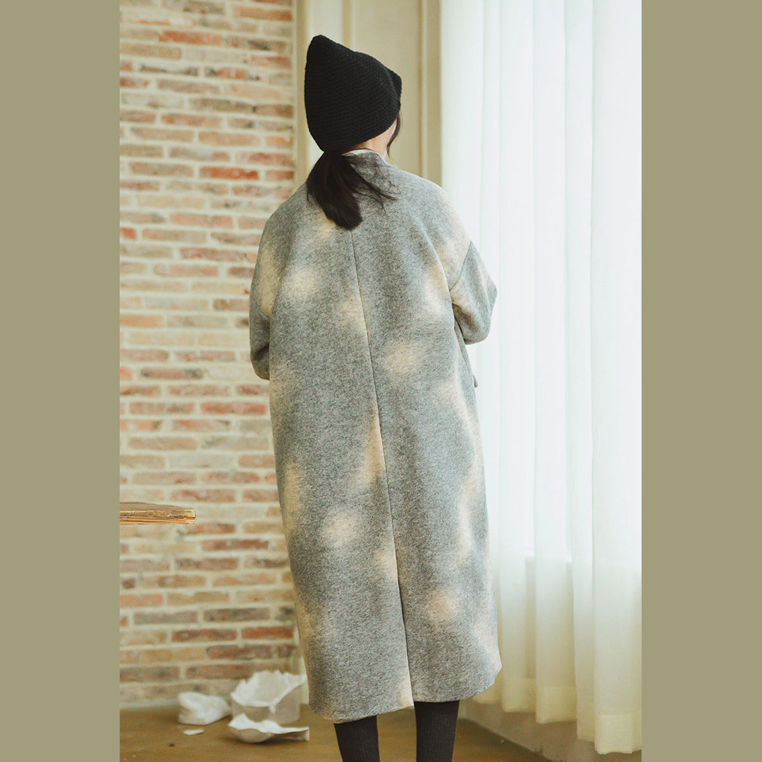 Frauen grau mäntel plus größe patchwork Wollmantel Mode langarm mantel