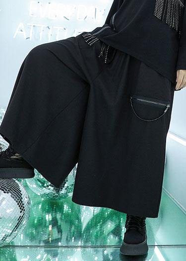 women new wild wide leg pants plus size casual tassel high waist pants - SooLinen