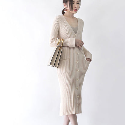 Frauen nackt Wintermantel plus Größe V-Ausschnitt langer Mantel Neue Taschen Strickjacke Mäntel