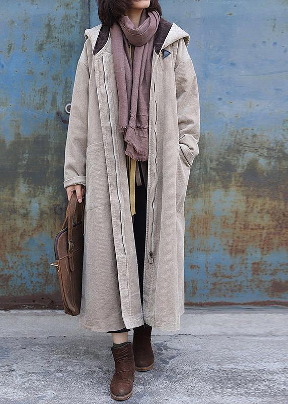 women nude overcoat trendy plus size winter jacket zippered hooded winter coats - SooLinen