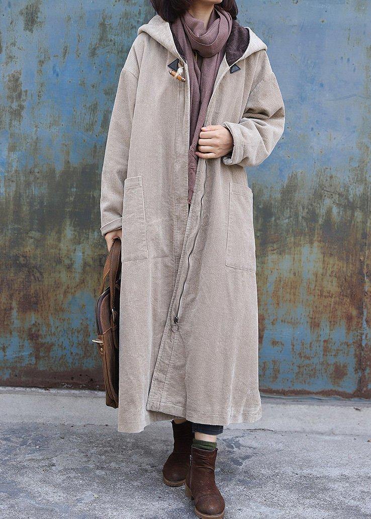 women nude overcoat trendy plus size winter jacket zippered hooded winter coats - SooLinen