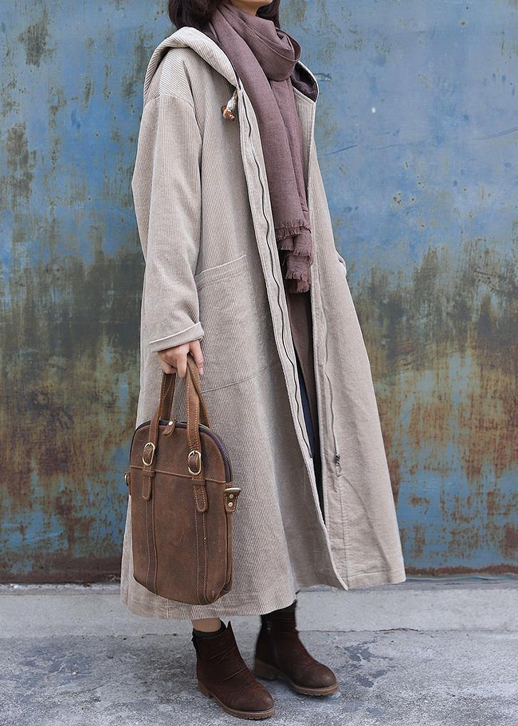 women nude overcoat trendy plus size winter jacket zippered hooded winter coats - SooLinen