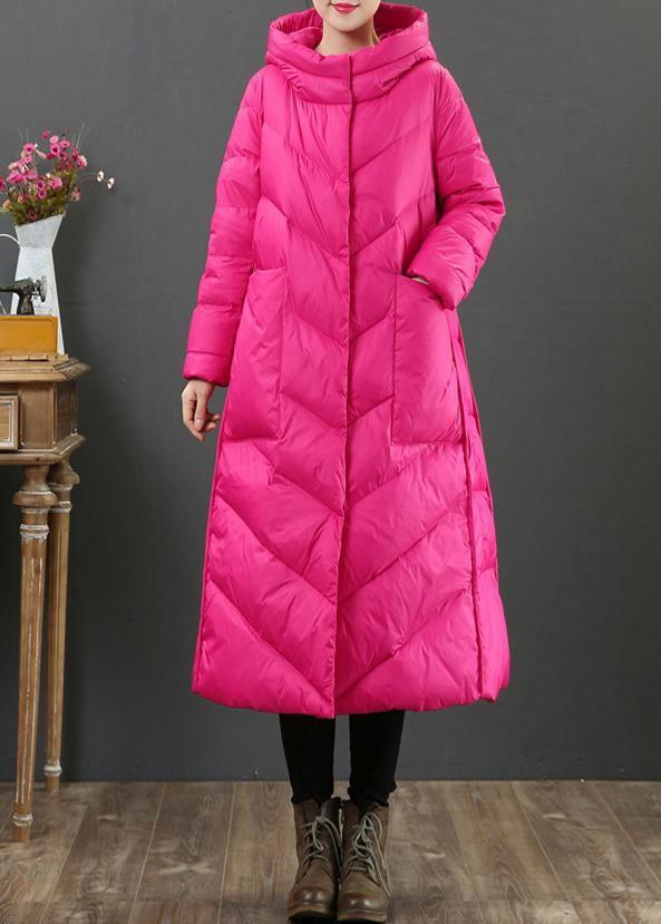 women oversize trench coat winter coat rose hooded pockets Woolen Coat - SooLinen