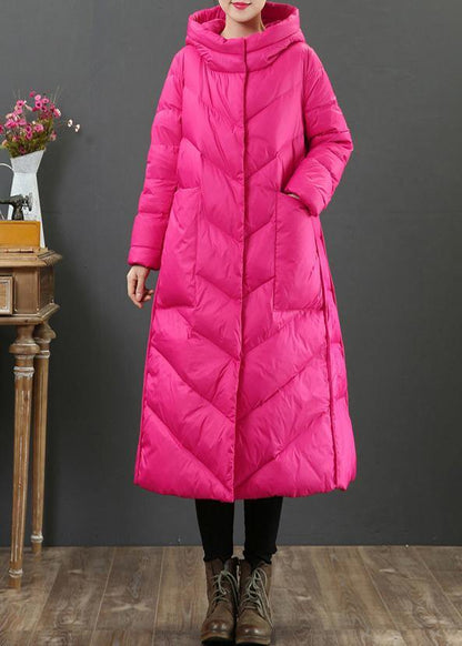 women oversize trench coat winter coat rose hooded pockets Woolen Coat - SooLinen