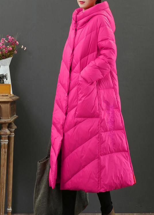women oversize trench coat winter coat rose hooded pockets Woolen Coat - SooLinen