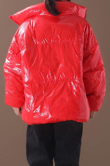 women plus size snow jackets hooded coats red warm stand collar down coat winter - SooLinen