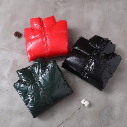 women plus size snow jackets hooded coats red warm stand collar down coat winter - SooLinen