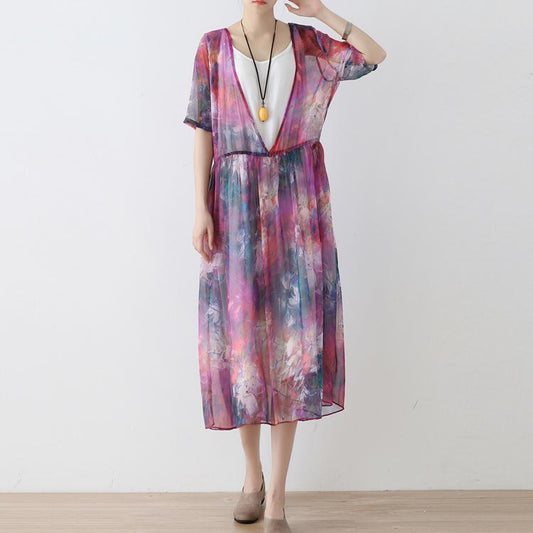 Chiffon-Kaftane mit Prints für Damen, Chiffon-Kaftane in Übergröße, feine Kurzarm-Kaftane