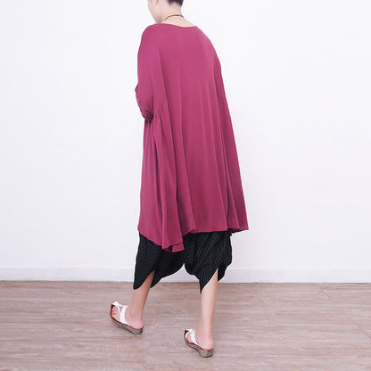 Rotes Seidenkleid für Frauen in Übergröße, Seidenkleidung, Kleid 2018, großer Saum, O-Ausschnitt, Seidenkleider