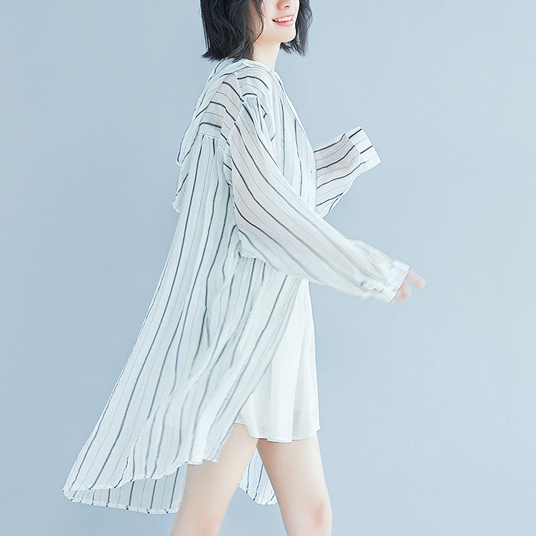Frauen weiß reine baumwolle kleid casual kleid frauen langarm Mit Kapuze gestreiften kleidung kleid